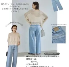 ポケットレースデニムパンツ　田中里奈　mysacloset Sサイズのサムネイル