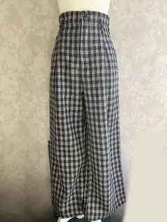 ♡美品♡ダブルクローゼット♡チェック ハイウエスト ワイドパンツ