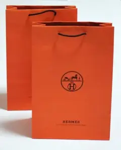 HERMES オレンジショップ袋 2枚セット
