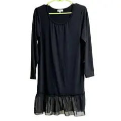 セオリア 裾フリル 長袖チュニック 黒 レイヤード 重ね着 インナー【美品/L】のサムネイル