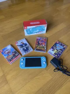ニンテンドースイッチライトブルー＋ソフト3本 - メルカリ