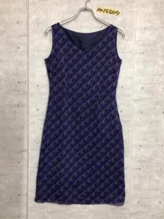 美品！One More Day 幾何学模様ノースリーブワンピース 総柄 裏地付き