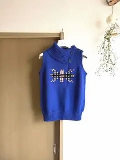 バーバリー　Burberry ブルー　ハイネックニットベスト