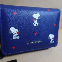スヌーピー　三つ折り財布　ネイビーのサムネイル