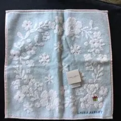 LAURA ASHLEY 花柄タオルハンカチ 水色