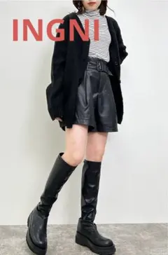 INGNI フェイクレザー　キュッロットパンツ