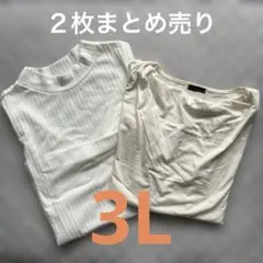 大きいサイズ　白の Tシャツ 2枚セット　古着　3L【匿名配送】のサムネイル
