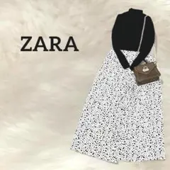ZARA フレアパンツ ダルメシアン柄 ザラ XSパンツ ゴムウエスト
