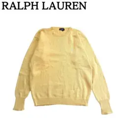 美品★ラルフローレン 長袖コットンニット セーター ロゴ刺繍 イエロー 160