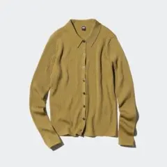 yasu o様専用　UNIQLO　メリノリブポロカーディガン　ウール　イエロー