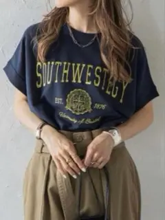 【新品】BONJOUR SAGAN カレッジ刺繍ピグメントスウェットTシャツ