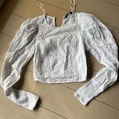 ZARA ホワイト レース 長袖 クロップドトップ XS