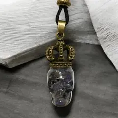 王冠スカルネックレス｜アイオライト封入｜一点物 ゴシックアクセサリー