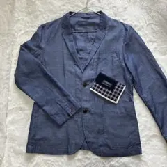 BURBERRY BLACK LABEL 麻混ジャケットM 紺　新品ハンカチ付き