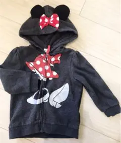 H&M ミニーマウスの耳付き　ジップアップパーカー　濃紺　90センチ　美品
