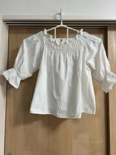 Ehypen world gallery 白　ブラウス　フリルネック　7部袖