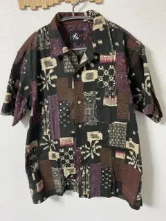 和柄 総柄シャツ 半袖 レトロ 古着 個性派 ゆるだぼ