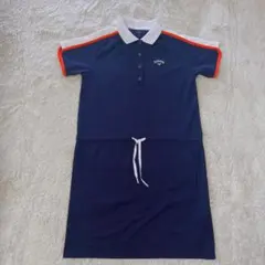 Callaway キャロウェイ ゴルフ ポロ 半袖 ワンピース ネイビー M