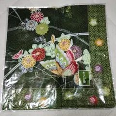 わさび染め 花柄ハンカチ 約42cm