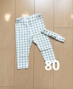 H&M チェック柄パンツ 80cm ヘアバンド