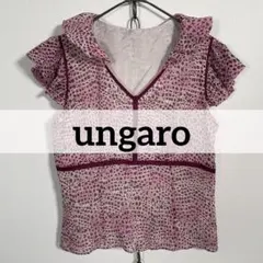 ★日本製 ungaro 総柄ジラフ麒麟 絹 フレンチスリーブ シルクカットソーのサムネイル