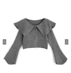 ダブルジップニットトップスkz447(グレー)(Sサイズ)