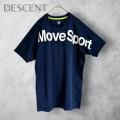 【DESCENTE】　movesports 半袖Tシャツ　ロゴプリント　ネイビー