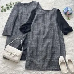 リバティーホール ꕤ 美品 セットアップ ワンピース ノーカラーコート 17 黒