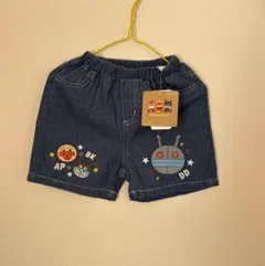 新品　アンパンマン　80 デニム　パンツ　ショート　短パン　インディゴ　子供服