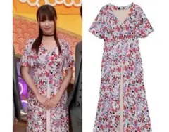 深田恭子着用　花柄ロングワンピース 半袖