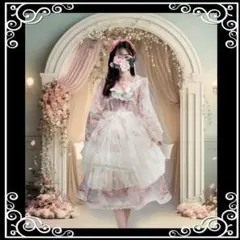 G142 姫系ワンピース ゴスロリ チュールエプロン ベッドドレスセットXL