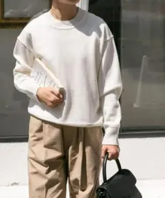 新品◆FORK&SPOON◆ウーステッドヤーンクルーネックニット《IVORY》