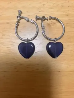 青ハート型フープイヤリング