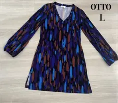 お値下げ不可⭐︎Otto オットー チュニック ワンピース総柄 Vネック Lのサムネイル