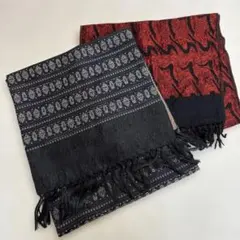 メンズ幾何学模様と波模様のマフラー