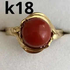 シルバー925 赤サンゴ玉 K18 リング - メルカリ