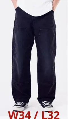 Levi's 568™ ルーズストレート ダブルニー ブラック　W34 ③