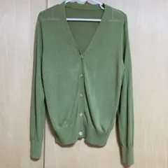 SAISON DE PAPILLON グリーン系　Vネック カーディガン Lのサムネイル