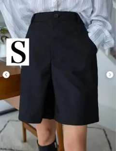 【未使用品】ハイウェスト ハーフパンツ S ブラック