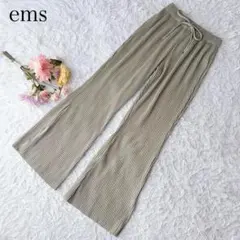 ems イームス　イージーパンツ　プリーツ　無地　ウエストゴム　楽ちん