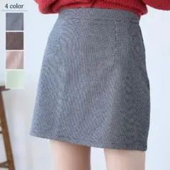 【Ada.】インパン付き千鳥格子柄チェック台形スカート