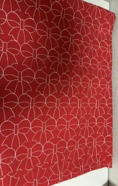 刺繍リボン柄の綿生地