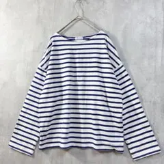 ヘブンリー ボーダー カットソー コットン ブルー 白 F ネイビー　乂