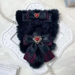 10cm ぬい服　ねこ　赤紫リボン　着ぐるみ