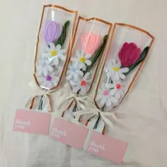 3個セット！モールフラワー チューリップ デイジー ミニブーケ 花束 卒業 入学