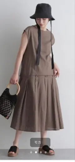 《natural by clip》コットンリネン切替ワンピースのサムネイル