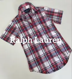 90s ラルフローレン 半袖シャツ M 赤マドラスチェック CUSTOM FIT