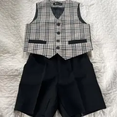 ロッキーマウス　チェック柄ベスト　ショートパンツ　100