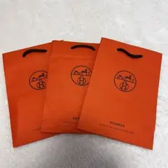 美品 HERMES オレンジ紙袋 ショッパー 3枚セット ロゴ入り