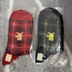 ポケモン ピカチュウ チェック柄ソックス 2足セットのサムネイル